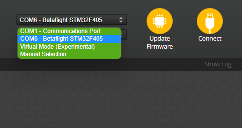Betaflight App - Ports selection