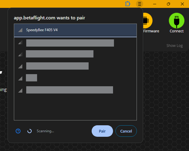 Betaflight App - Native device select
